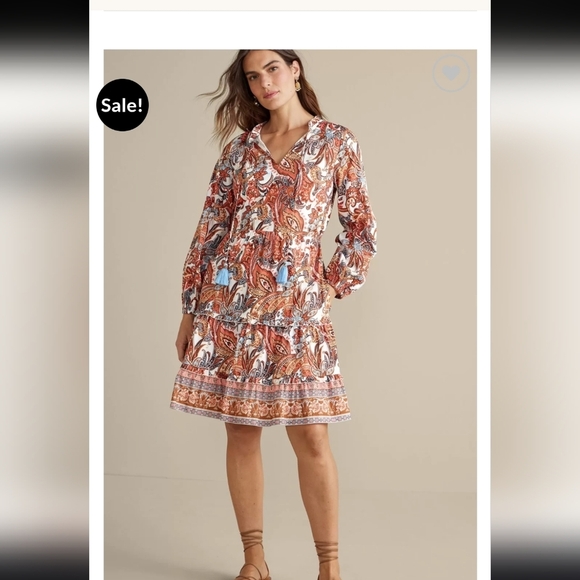 Soft Surroundings Sadie Short Dress Coral Paisley - size estimate M/L - Picture 8 of 8